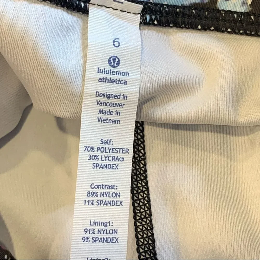 Lululemon Floral Sport Tranquil Luxtreme Mid Rise Inspire 7/8 Tights Size 6